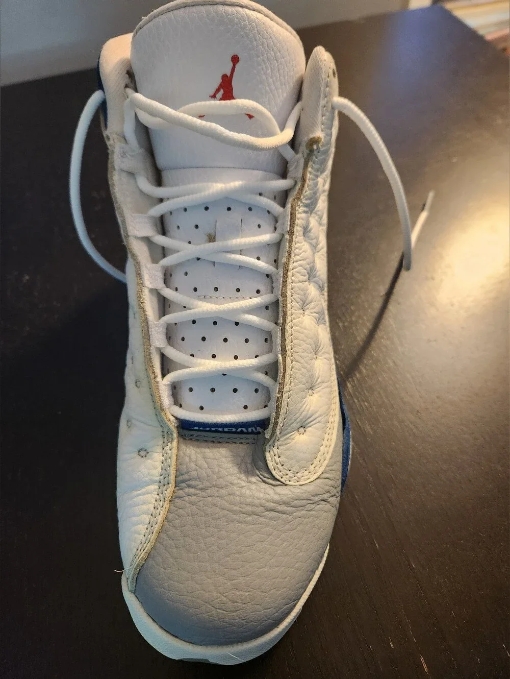 Jordan 13 Retro, French White, Blue & Gray Basketball Sneakers. Excellent Cond
